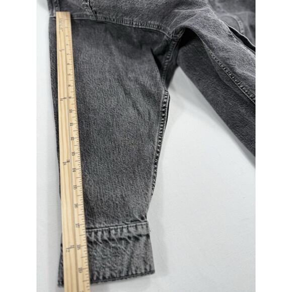 American Eagle Jean Jacket S/P UNISEX Black Denim Trucker Grunge Biker Unlined - Picture 16 of 16